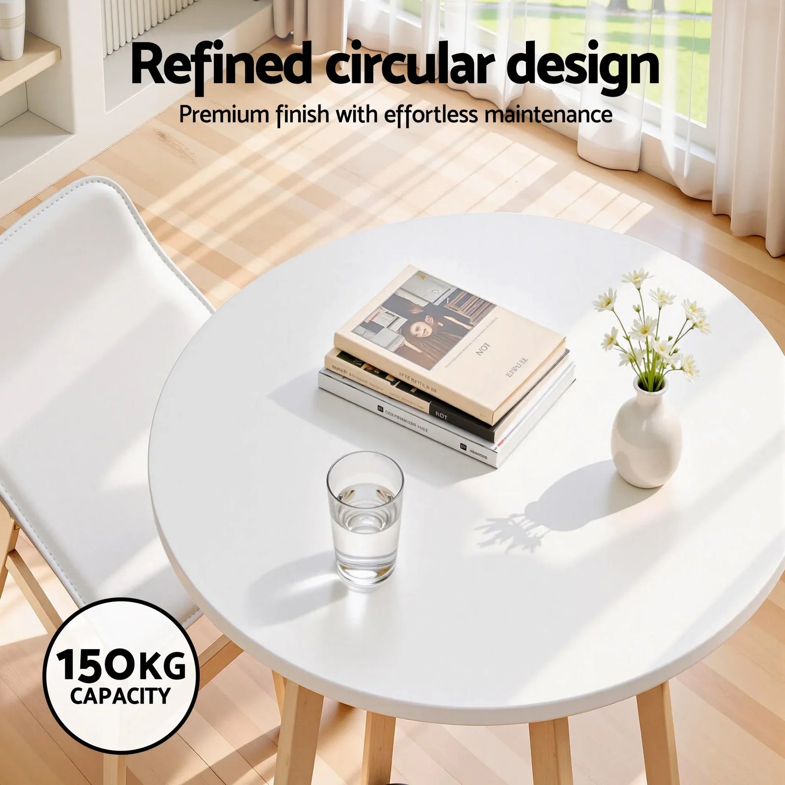 Bar Table Round Counter Kitchen Dining Desk Pub 98cm Height Wood White