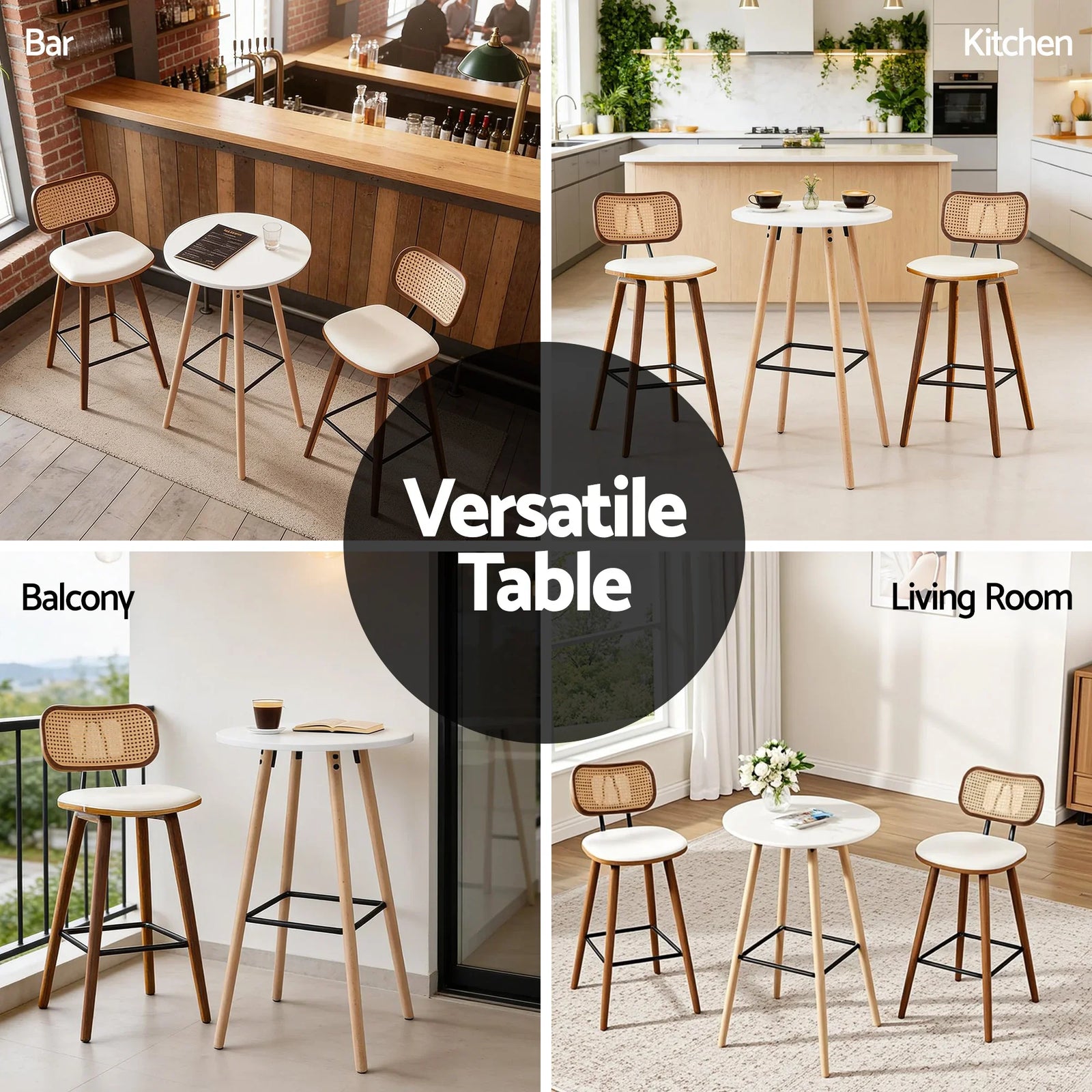 Bar Table Round Counter Kitchen Dining Desk Pub 98cm Height Wood White