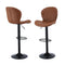 2x Bar Stools Kitchen Swivel Gas Lift Counter Chair Shell Leather Brown