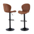 2x Bar Stools Kitchen Swivel Gas Lift Counter Chair Shell Leather Brown