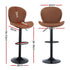 2x Bar Stools Kitchen Swivel Gas Lift Counter Chair Shell Leather Brown