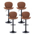 4x Bar Stools Kitchen Swivel Gas Lift Counter Chair Shell Leather Brown
