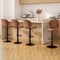 4x Bar Stools Kitchen Swivel Gas Lift Counter Chair Shell Leather Brown