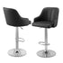 Artiss Bar Stool X2 Gas Lift Adjustable Curved Striped Backrest PU Leather Black