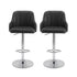 Artiss Bar Stool X2 Gas Lift Adjustable Curved Striped Backrest PU Leather Black