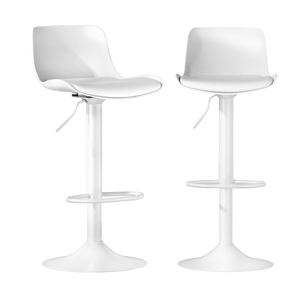 Artiss Bar Stools – Set of 2, PU Leather, PP Backrest, Adjustable Swivel, White
