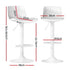 Artiss Bar Stools – Set of 2, PU Leather, PP Backrest, Adjustable Swivel, White
