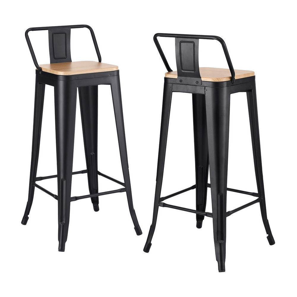 Artiss Set of 2 Metal Bar Stools Industrial Counter Height 77cm with Backrest
