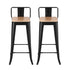 2x Bar Stools Kitchen Counter High Chair Dining Stackable Metal Black