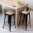 2x Bar Stools Kitchen Counter High Chair Dining Stackable Metal Black