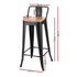 Artiss Set of 4 Metal Bar Stools Industrial Counter Height 77cm with Backrest