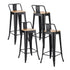 4x Bar Stools Kitchen Counter High Chair Dining Stackable Metal Black