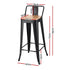 4x Bar Stools Kitchen Counter High Chair Dining Stackable Metal Black
