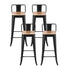 4x Bar Stools Kitchen Counter High Chair Dining Stackable Metal Black