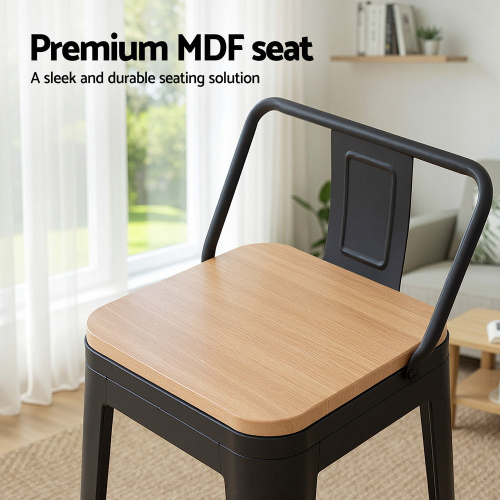 4x Bar Stools Kitchen Counter High Chair Dining Stackable Metal Black