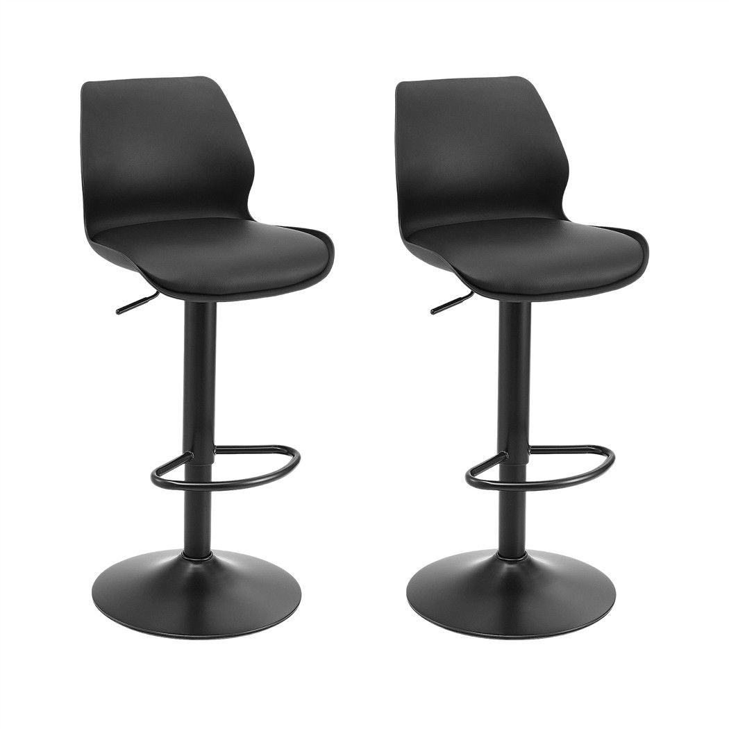 Artiss 2x Bar Stools Counter Chair Gas Lift Kitchen Extra Higher Back PP Black