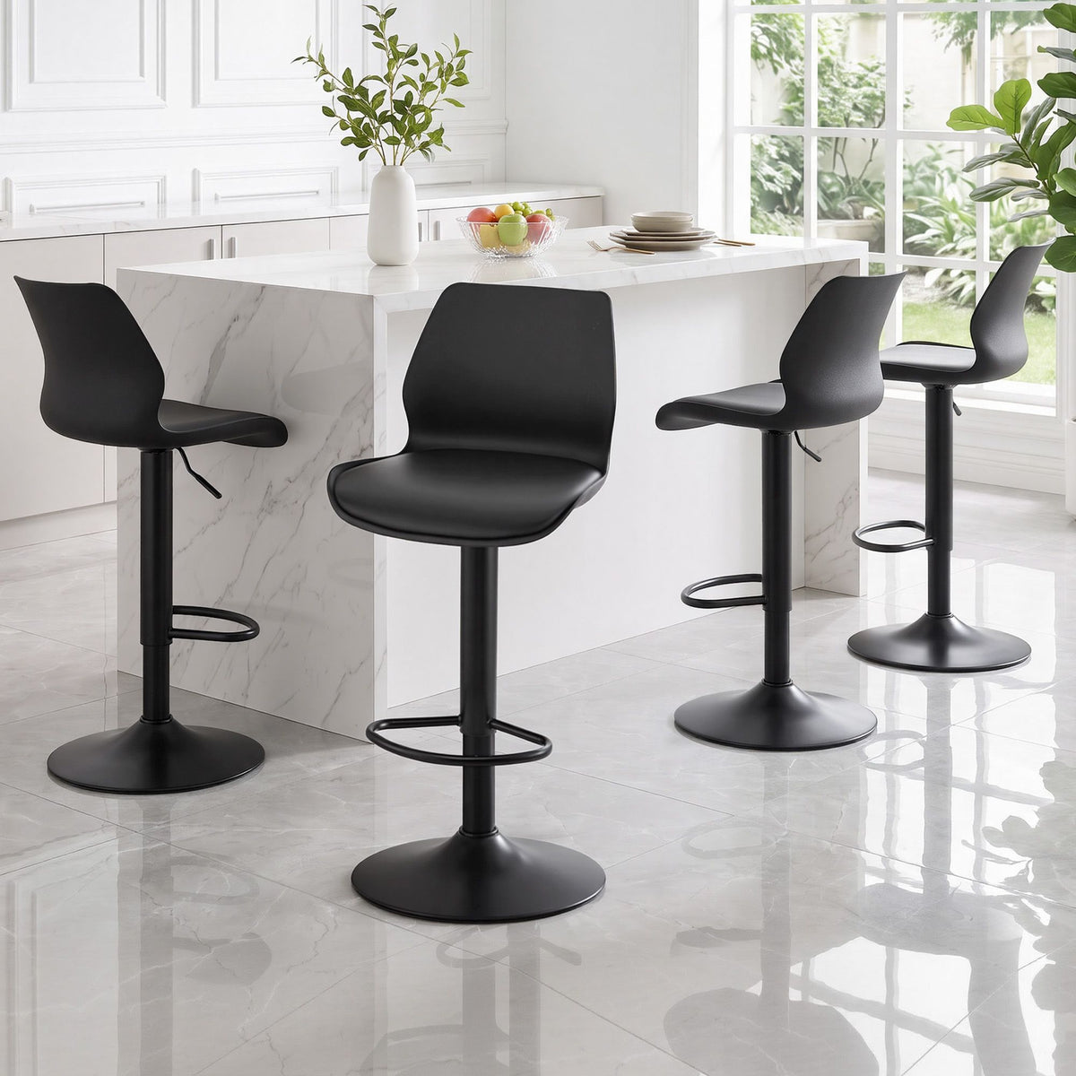 Artiss 4x Bar Stools Counter Chair Gas Lift Kitchen Extra Higher Back PP Black