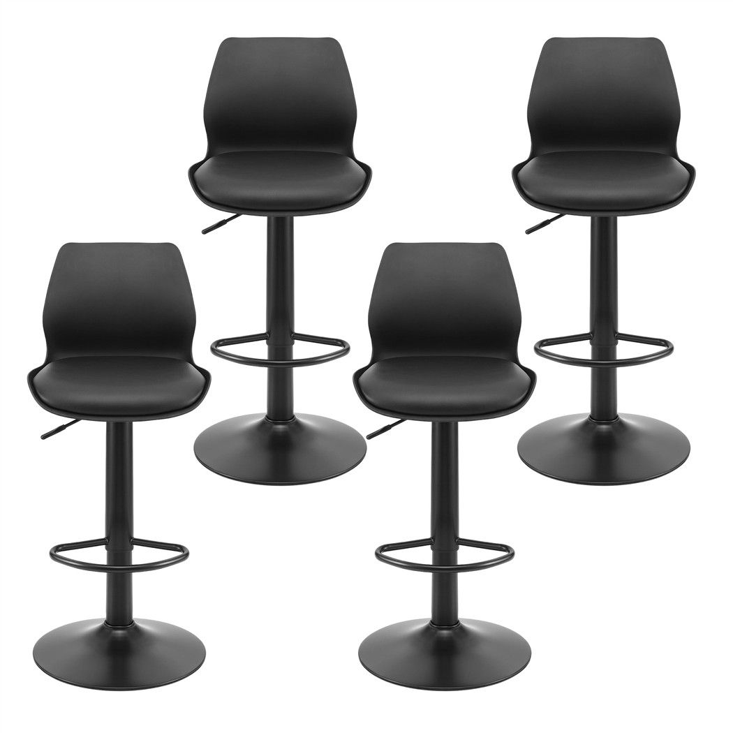 Artiss 4x Bar Stools Counter Chair Gas Lift Kitchen Extra Higher Back PP Black