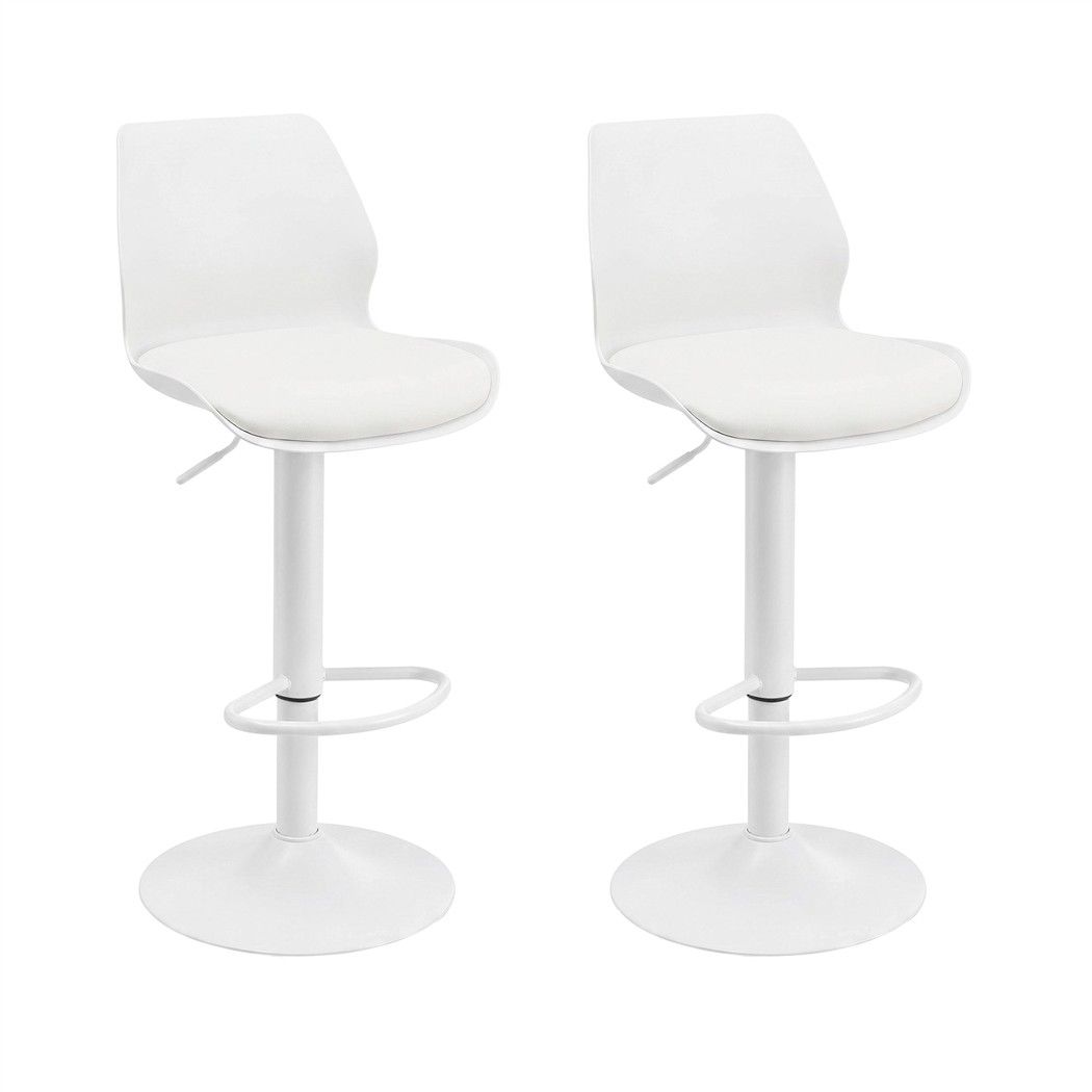 Artiss 2x Bar Stools Counter Chair Gas Lift Kitchen Extra Higher Back PP White