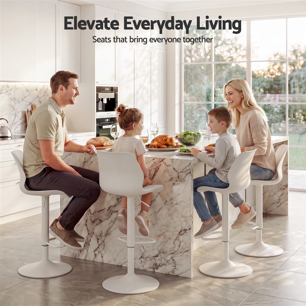 Artiss 4x Bar Stools Counter Chair Gas Lift Kitchen High PP Backrest PU White