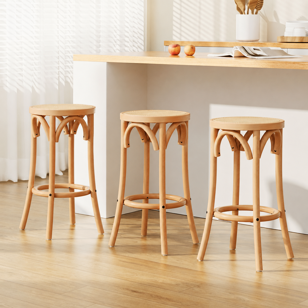 Artiss Bar Stools Set of 3 Kitchen Wooden Bar Stool Dining Chair 65cm