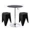 Bar Table & 2 Stools Set – PVC Leather Top, Height Adjustable, Black