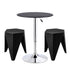 Bar Table & 2 Stools Set – PVC Leather Top, Height Adjustable, Black