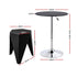 Bar Table & 2 Stools Set – PVC Leather Top, Height Adjustable, Black