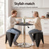 Bar Table & 2 Stools Set – PVC Leather Top, Height Adjustable, Black