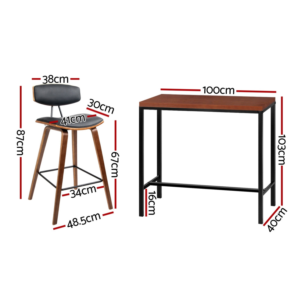 Bar Table and Stools Set Dining Desk Kitchen Chairs Cafe Pub