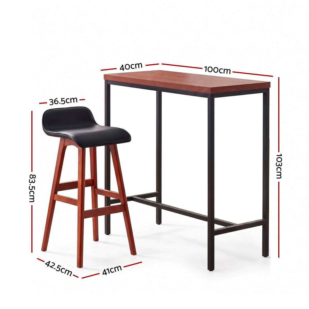 Artiss 3 Piece Bar Table and Stools Set Industrial Kitchen Breakfast Bar Brown