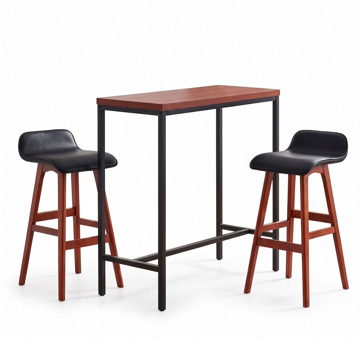 Artiss 3 Piece Bar Table and Stools Set Industrial Kitchen Breakfast Bar Brown