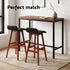 Artiss 3 Piece Bar Table and Stools Set Industrial Kitchen Breakfast Bar Brown