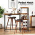 Artiss 3Pcs Bar Table and Stools Set Dining Table Solid Wood Kitchen Chairs Cafe Pub