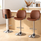 Artiss 3X Bar Stools Bentwood Adjustable Kitchen Counter Chair PU Leather Brown