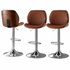 Artiss 3X Bar Stools Bentwood Adjustable Kitchen Counter Chair PU Leather Brown