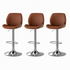 Artiss 3X Bar Stools Bentwood Adjustable Kitchen Counter Chair PU Leather Brown