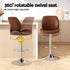 Artiss 3X Bar Stools Bentwood Adjustable Kitchen Counter Chair PU Leather Brown
