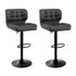 Set of 2 Grey PU Leather Bar Stools Adjustable Swivel Kitchen Chairs