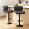 Set of 2 Grey PU Leather Bar Stools Adjustable Swivel Kitchen Chairs