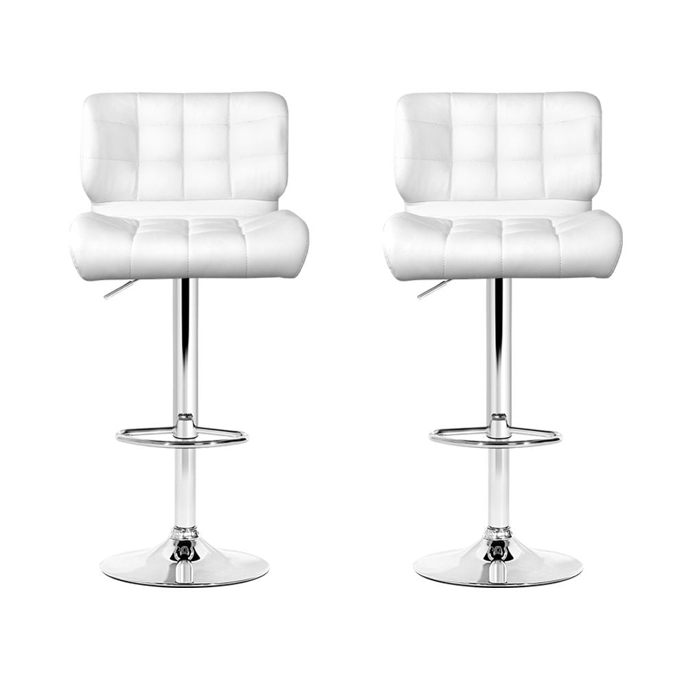 2x PU Leather Bar Stools Swivel Kitchen Bar Chairs White