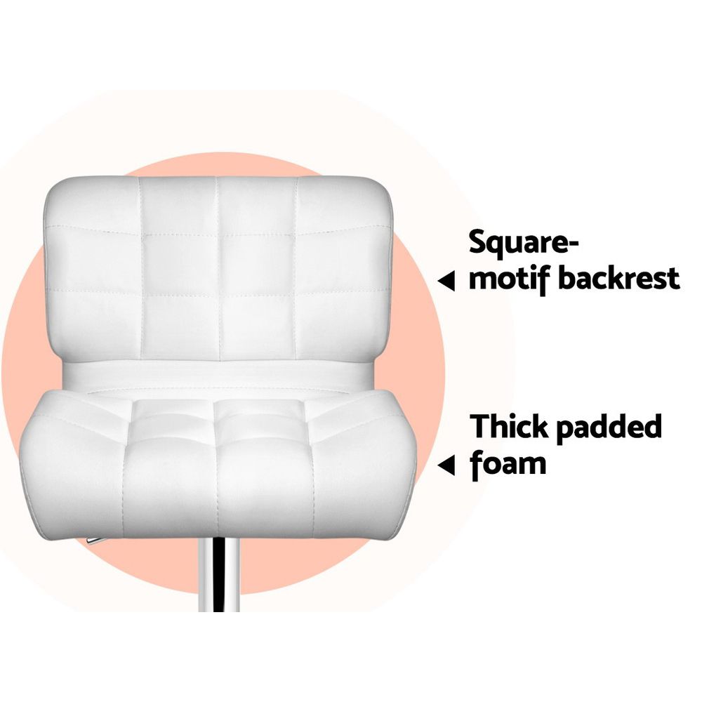 2x PU Leather Bar Stools Swivel Kitchen Bar Chairs White