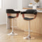 2x Wooden Bar Stools PU Leather Adjustable Height Swivel Chrome