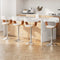 Set of 4 White PU Leather Gas Lift Bar Stools with Armrest Chrome Base