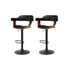2x Bar Stools Gas Lift Leather w/Armrest All Black