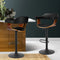 2x Black Gas Lift Bar Stools with Armrests PU Leather Swivel Kitchen Chairs