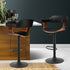 2x Bar Stools Gas Lift Leather w/Armrest All Black