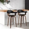 Artiss Set of 2 Black PU Leather Bar Stools Wooden Frame Swivel Kitchen Chairs