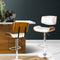 Artiss 2x Wooden Bar Stools PU Leather Swivel Adjustable White Chrome