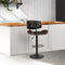 Artiss Wooden Bar Stool PU Leather Swivel Adjustable Height Black Kitchen
